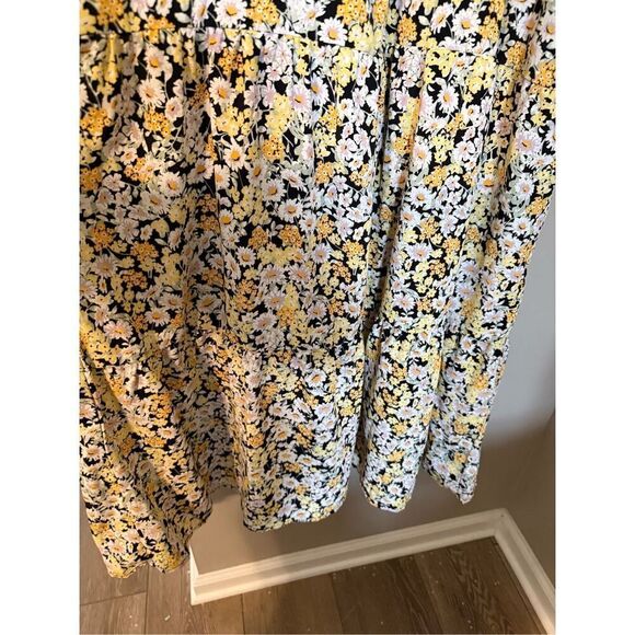 Sanctuary Size XL Ditzy Floral Tiered Maxi Dress Black Butter Yellow Daisy Print - Picture 8 of 14